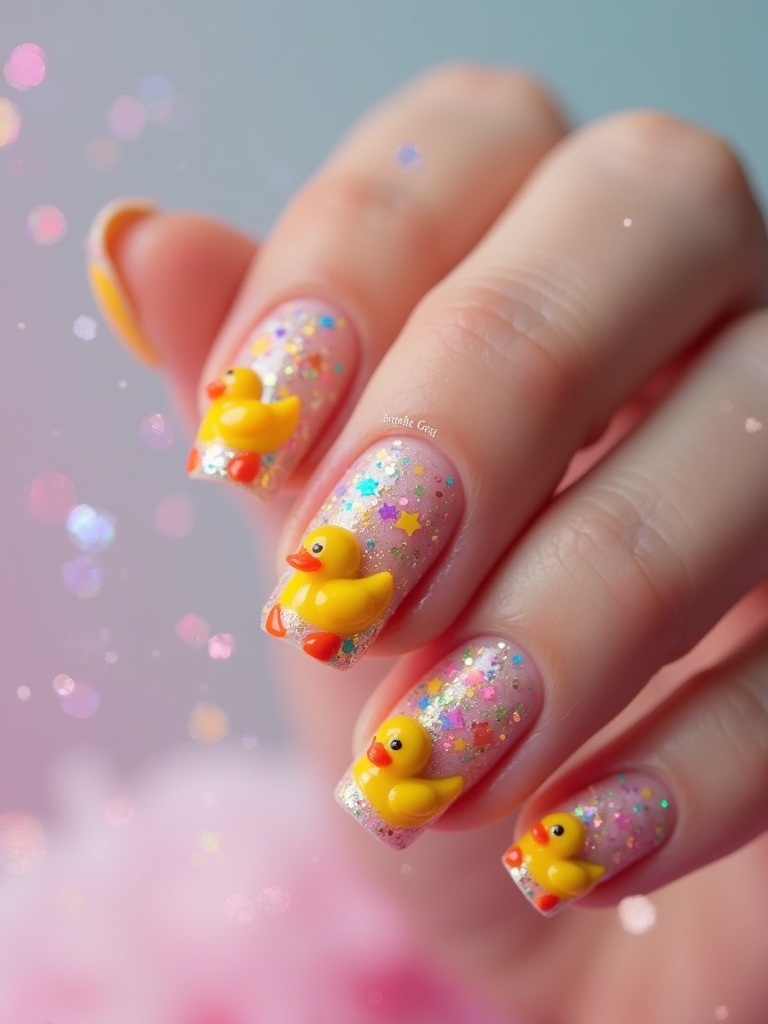 sparkly duck nail art