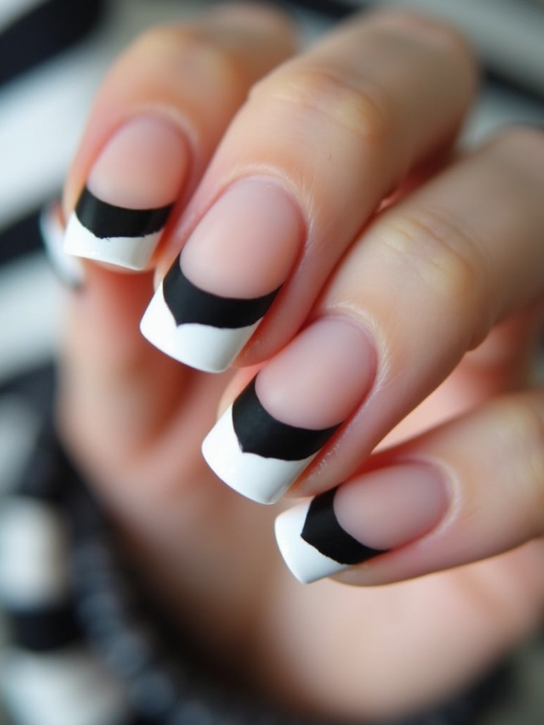striped black and white tips