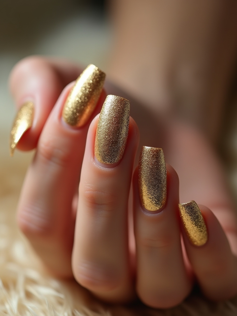 stunning gold pebble manicure