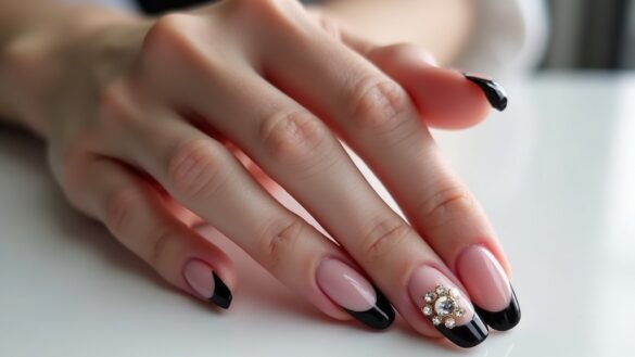 stylish black french tips
