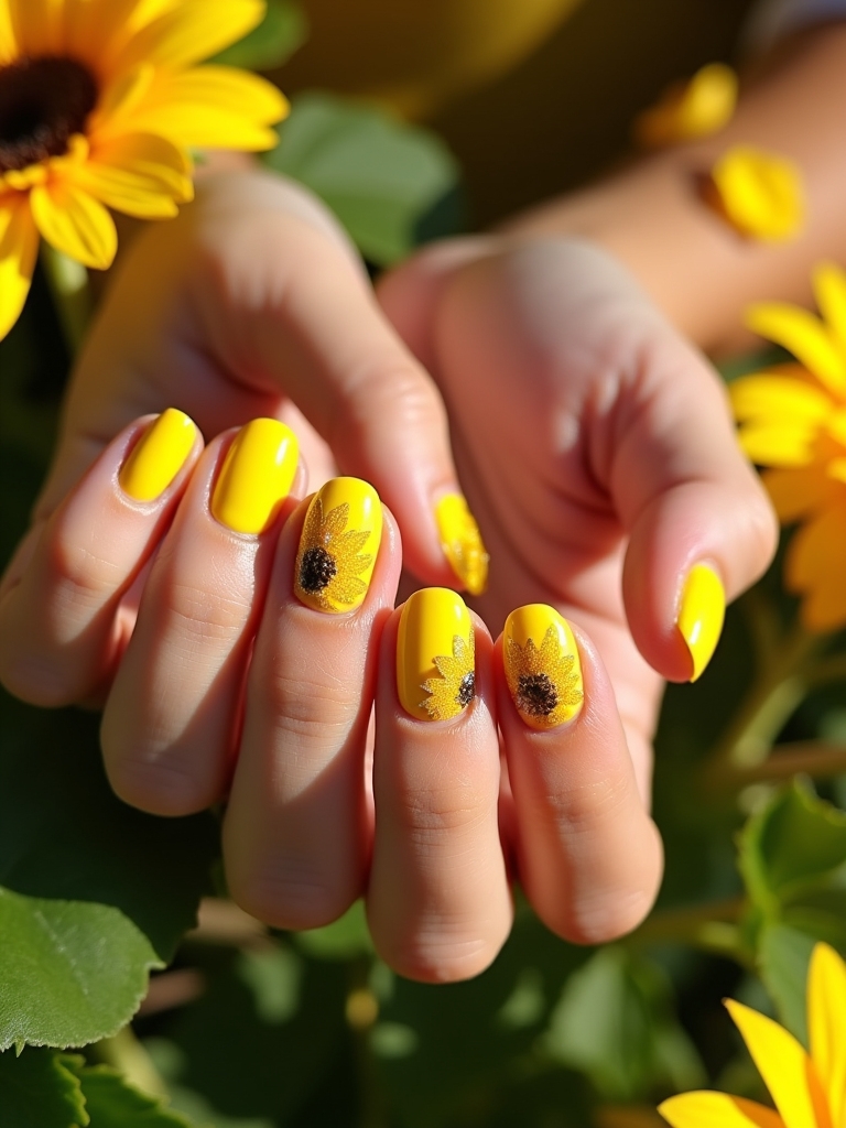 sunflower inspired nail designs