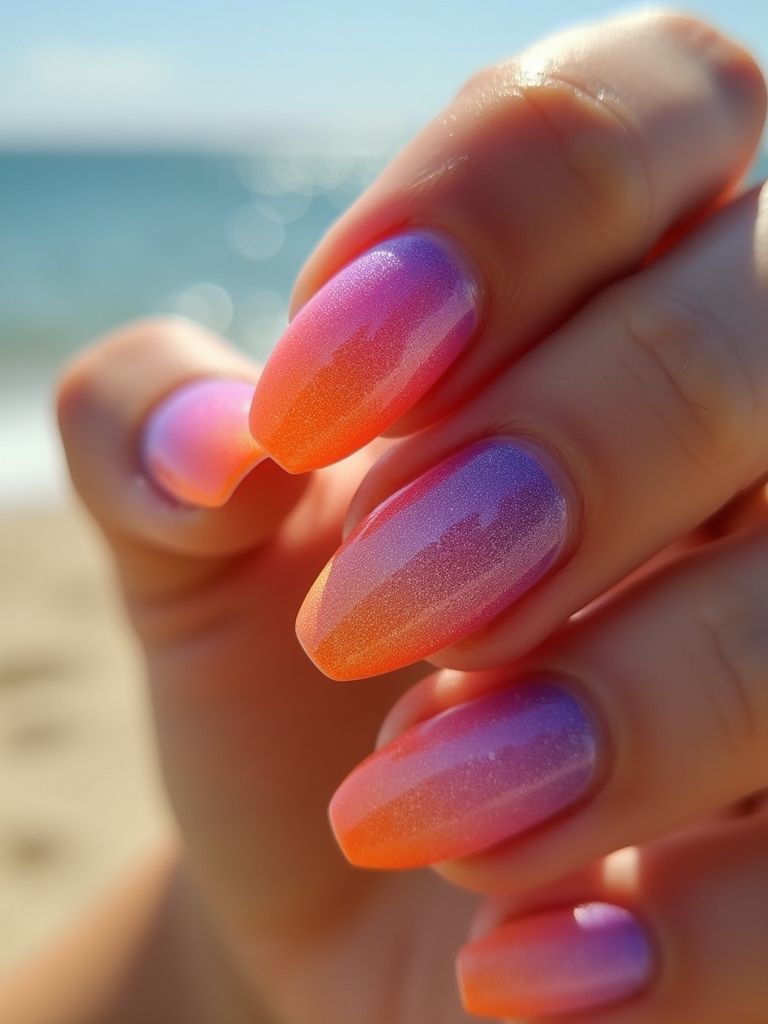 sunset gradient nail art