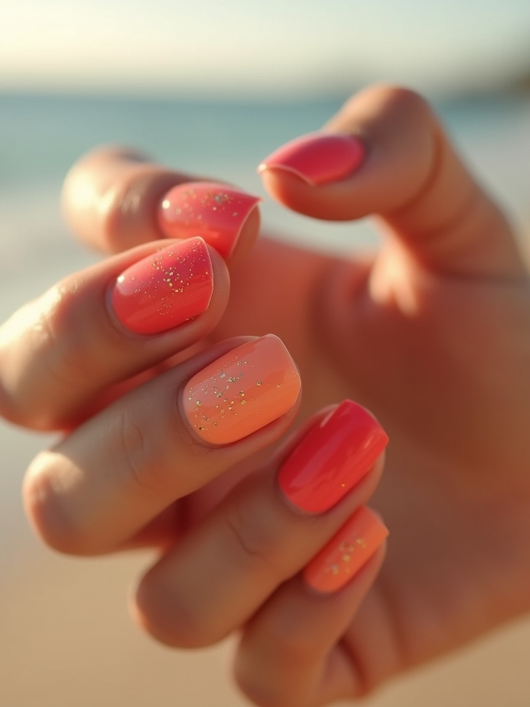 sunset nail gradient technique
