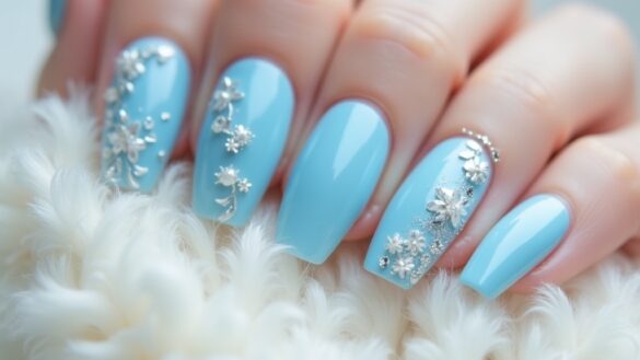 sweet baby blue nails