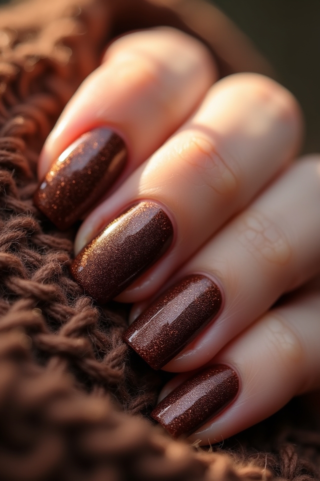 textured chocolate nail art