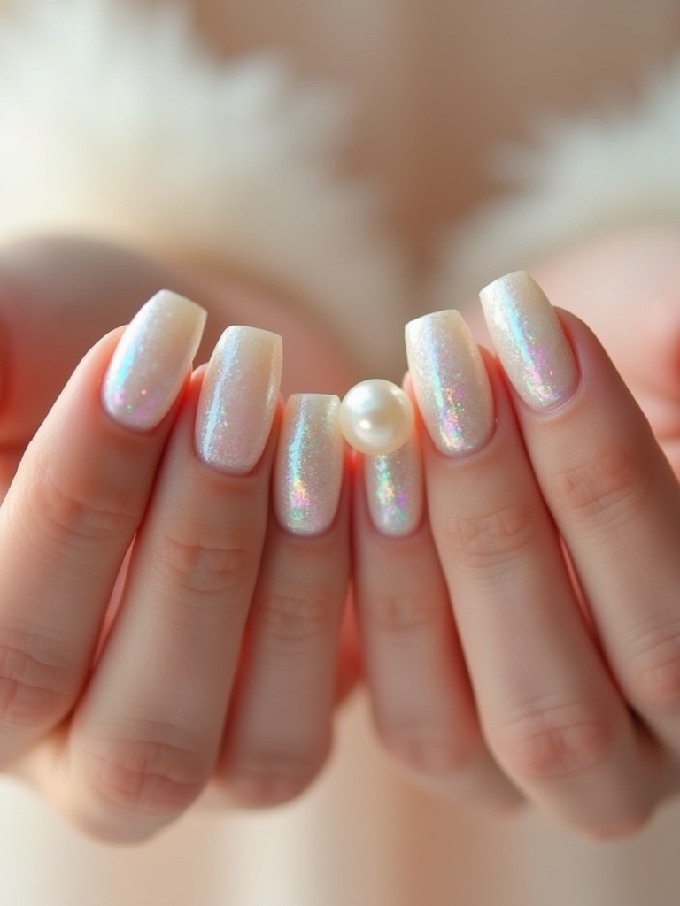 textured pearl nail art