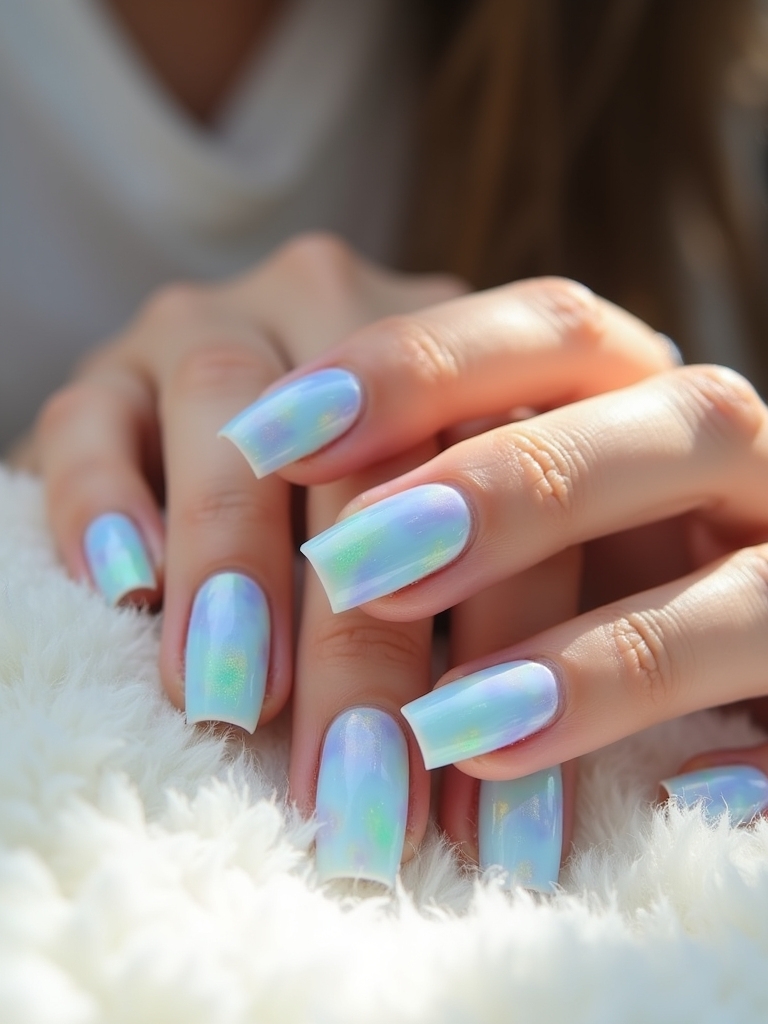 tie dye light blue nails