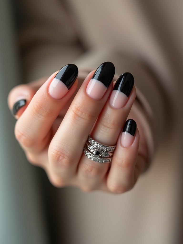 timeless elegant black nails