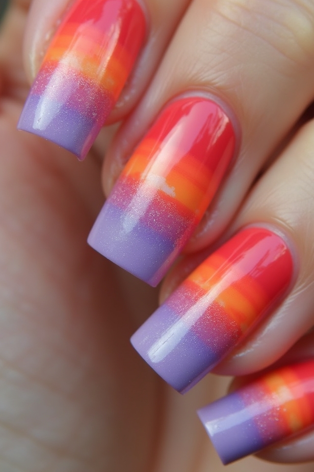 tropical sunset nail art