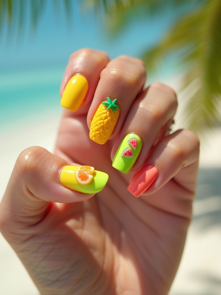 tropical vibrant nail designs