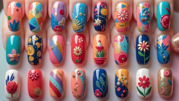 unique and vibrant nail art