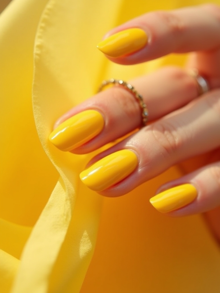 vibrant classic yellow manicure