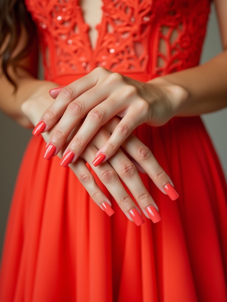 vibrant coral nails elevate