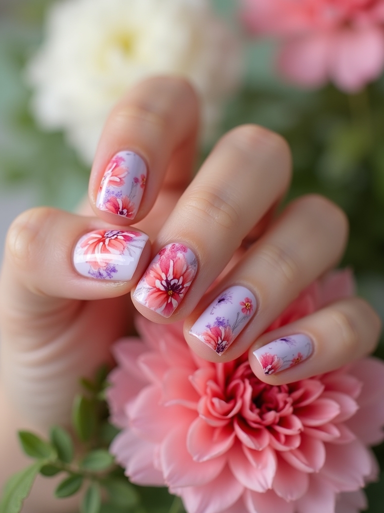 vibrant floral nail designs