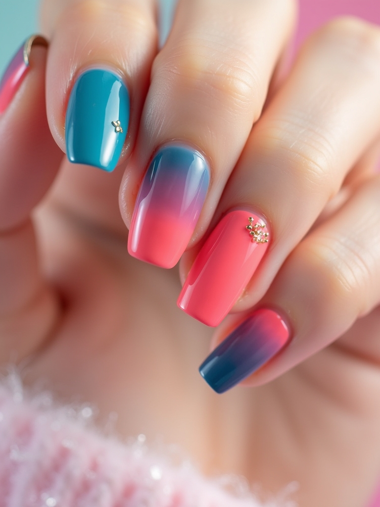 vibrant gradient nail art
