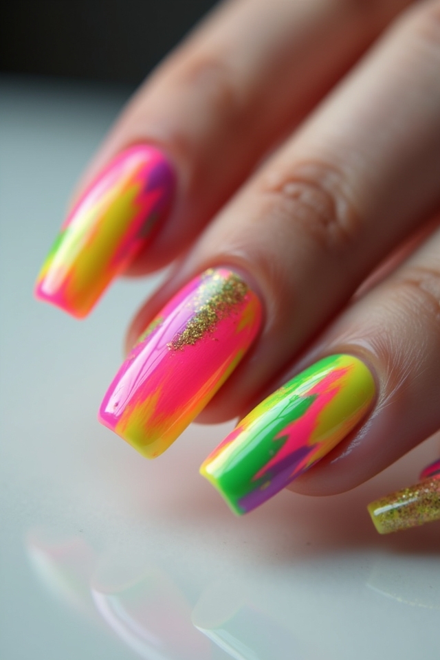 vibrant neon nail designs