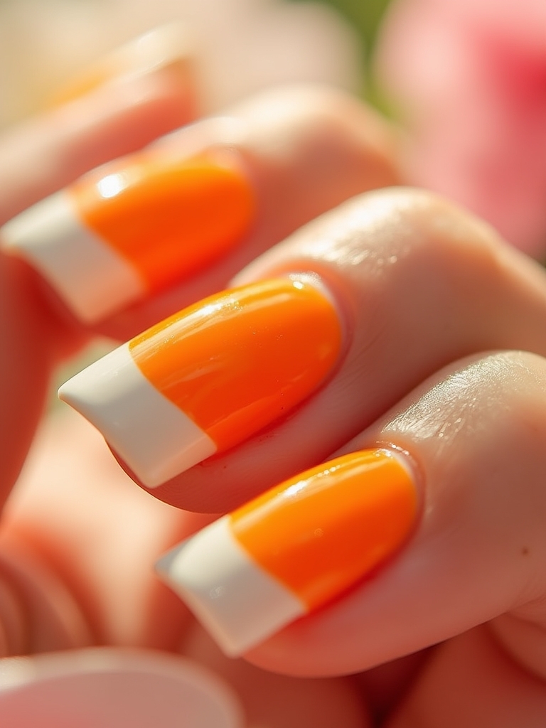 vibrant orange french tips