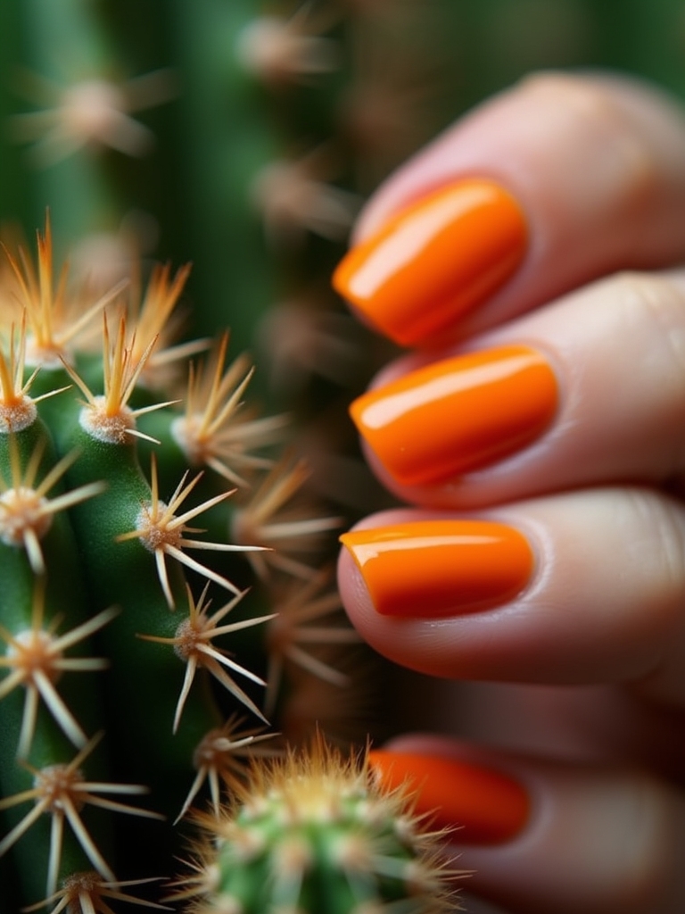 vibrant orange green cacti