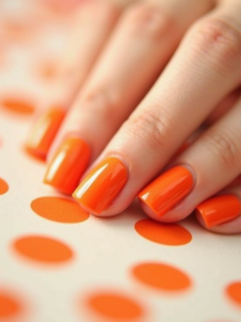 vibrant orange polka dots