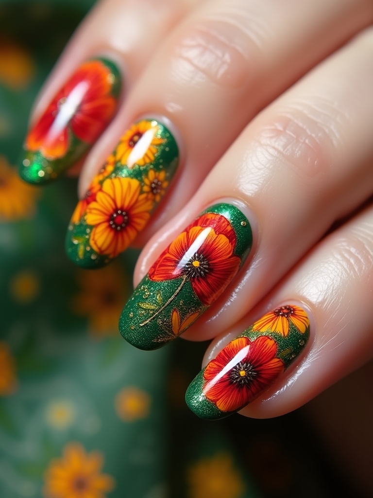 vibrant poppy nail designs