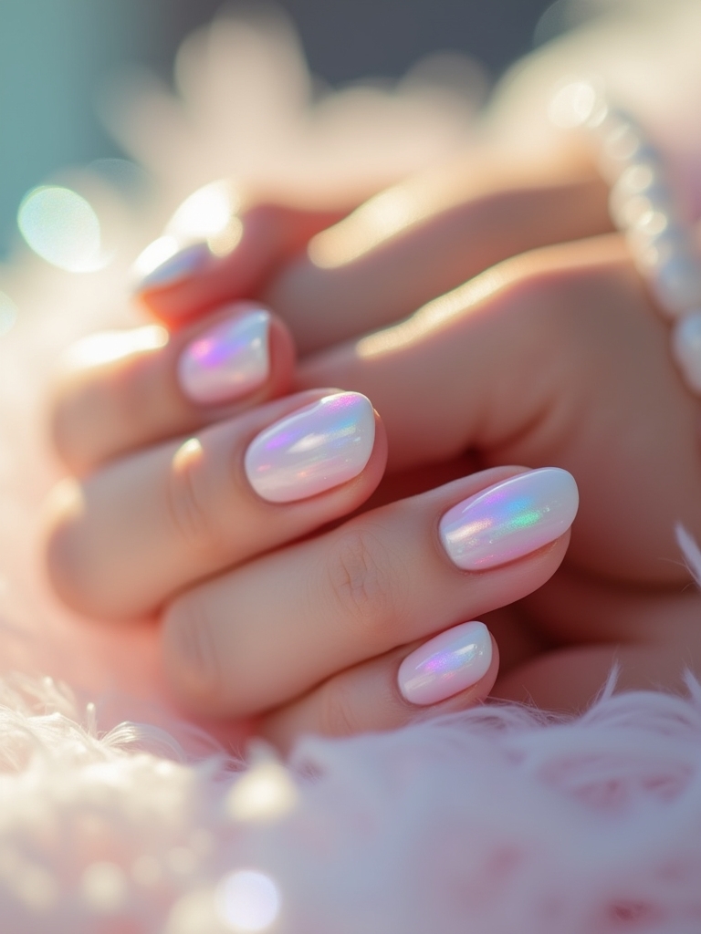 vibrant rainbow milky nails