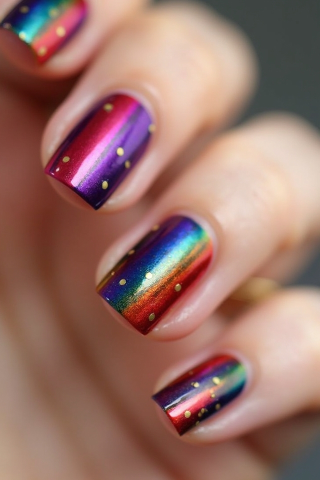 vibrant rainbow nail designs