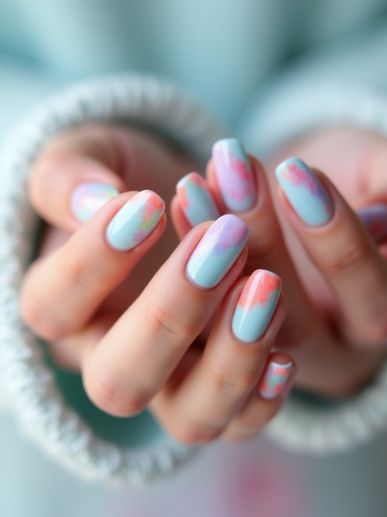 vibrant soft blue manicure