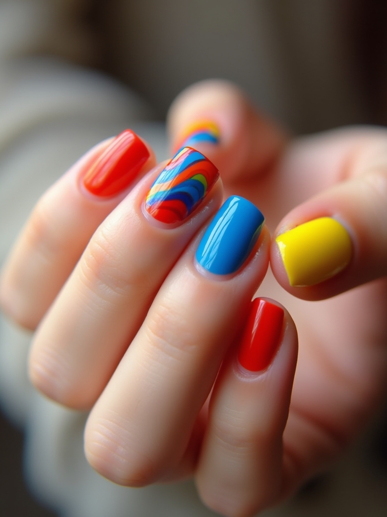 vibrant striped nail designs
