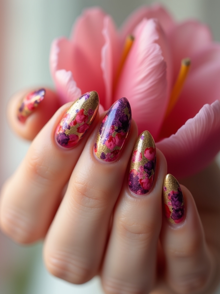 vibrant tulip nail art