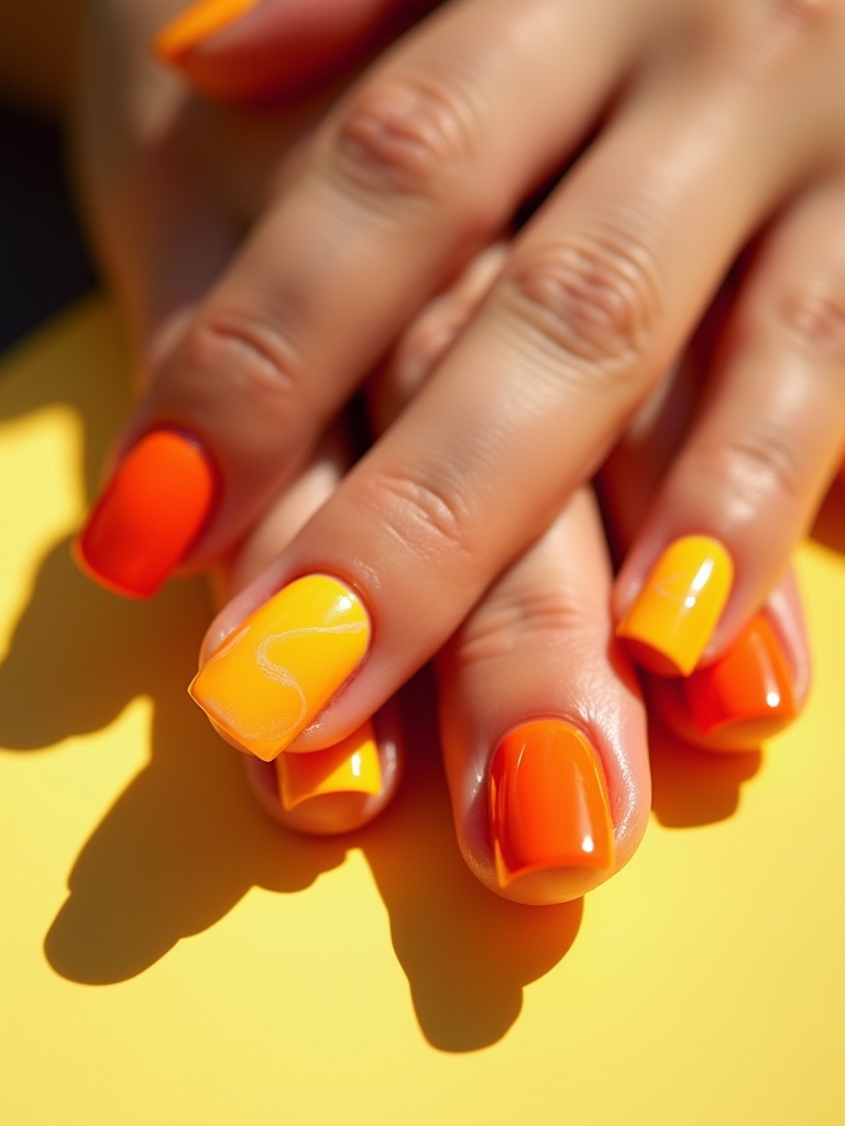 vibrant two tone nail design