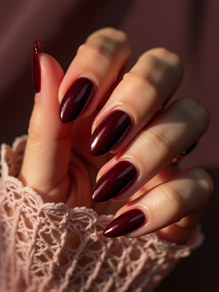 vintage dark red nails