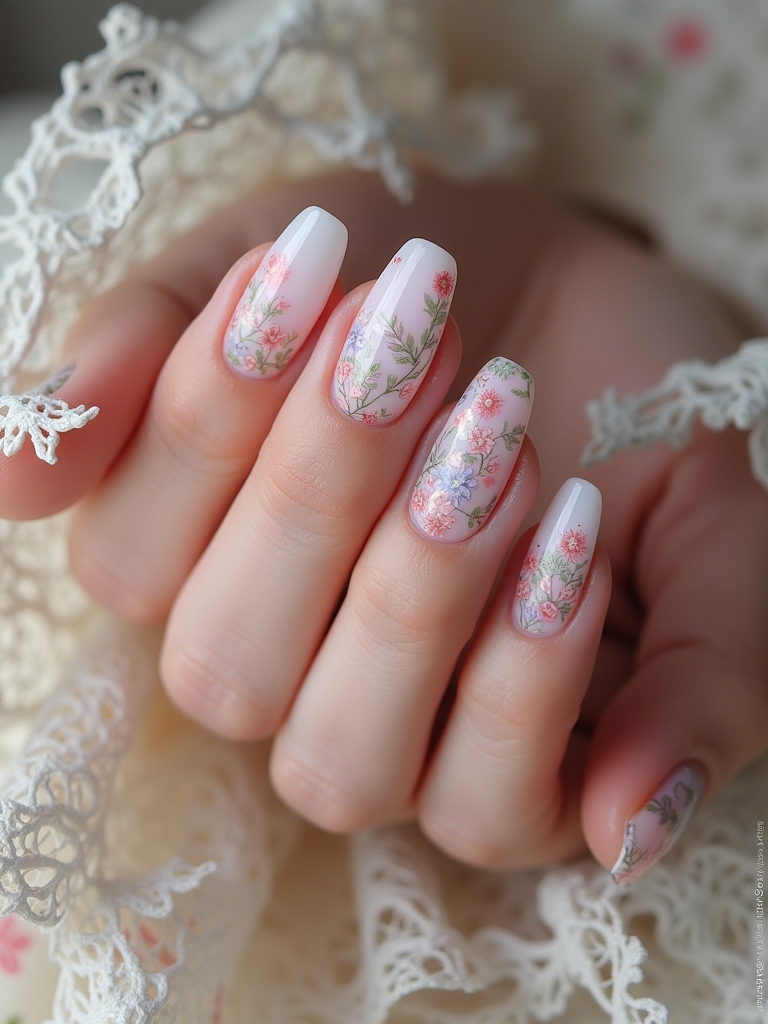 vintage floral nail designs