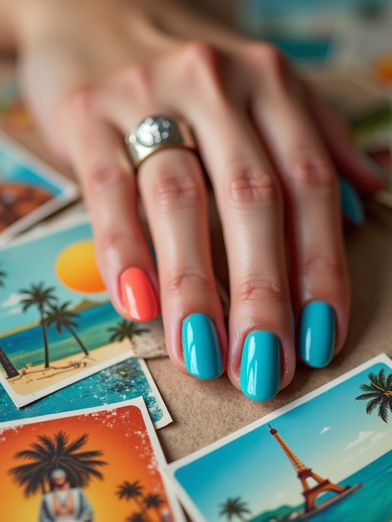vintage travel nail art