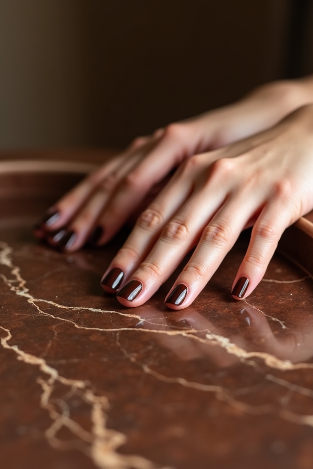 warm brown marble nails