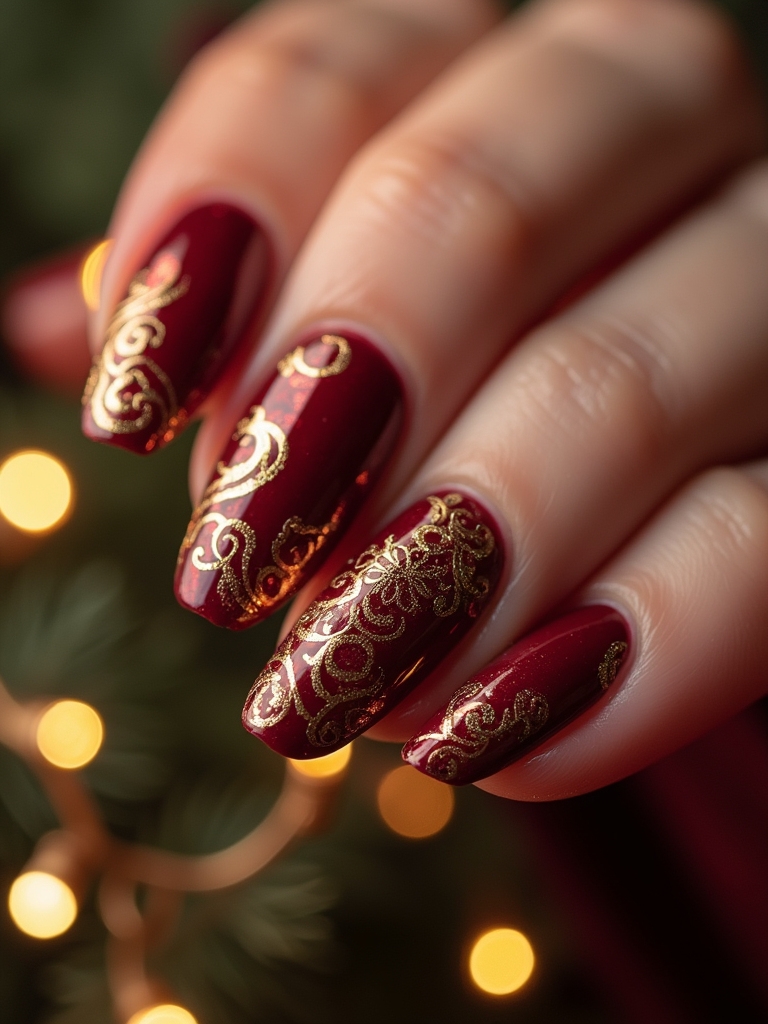 warm burgundy gold foil