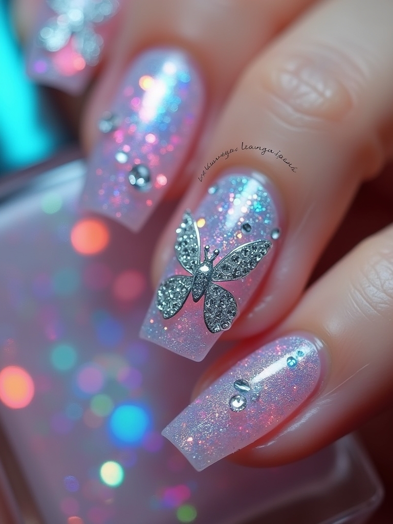 whimsical butterfly nail art