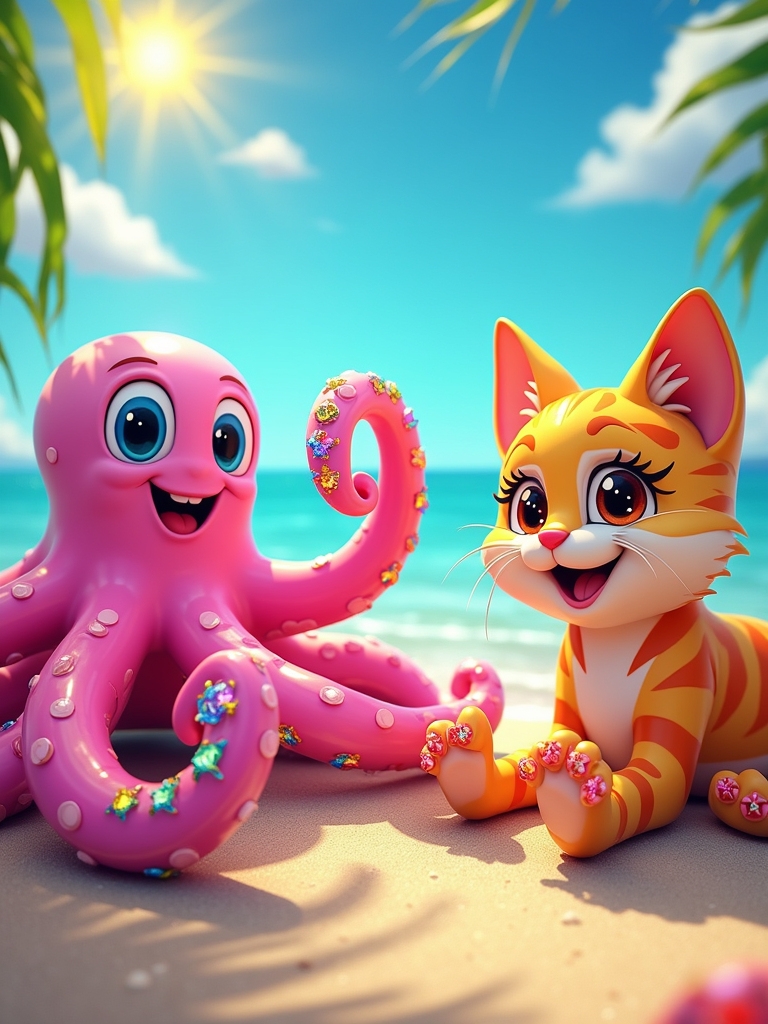 whimsical cartoon character nails