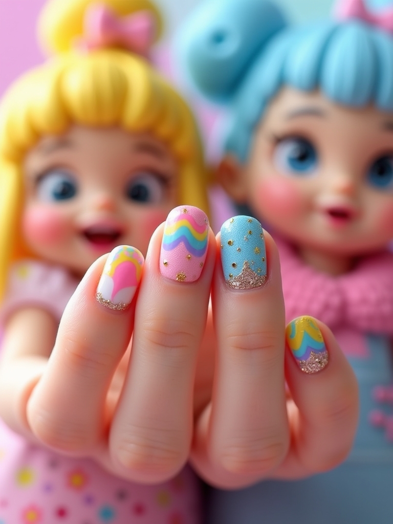 whimsical cartoon nail art