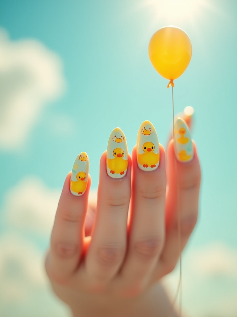 whimsical ducks with balloons