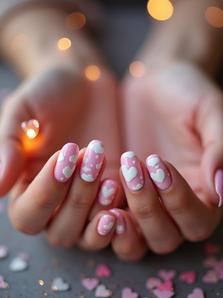whimsical love cloud nails