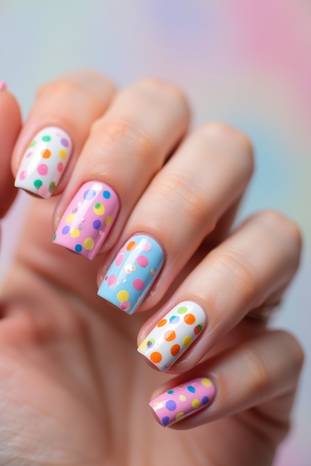 whimsical polka dot nails