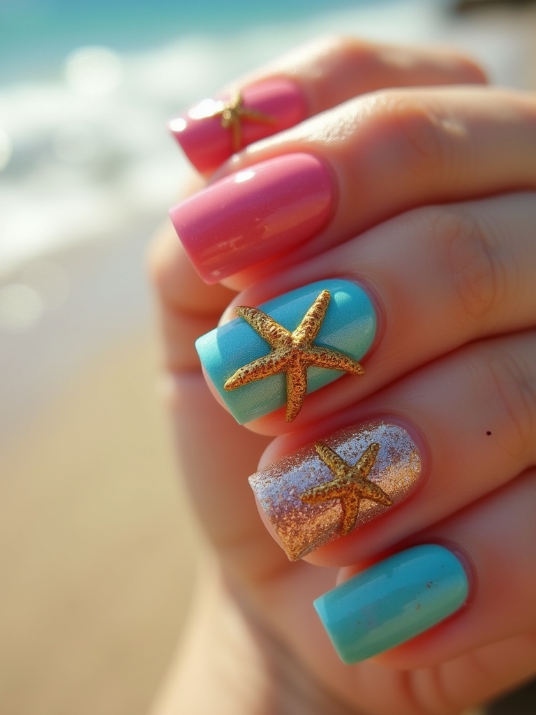 whimsical starfish nail art