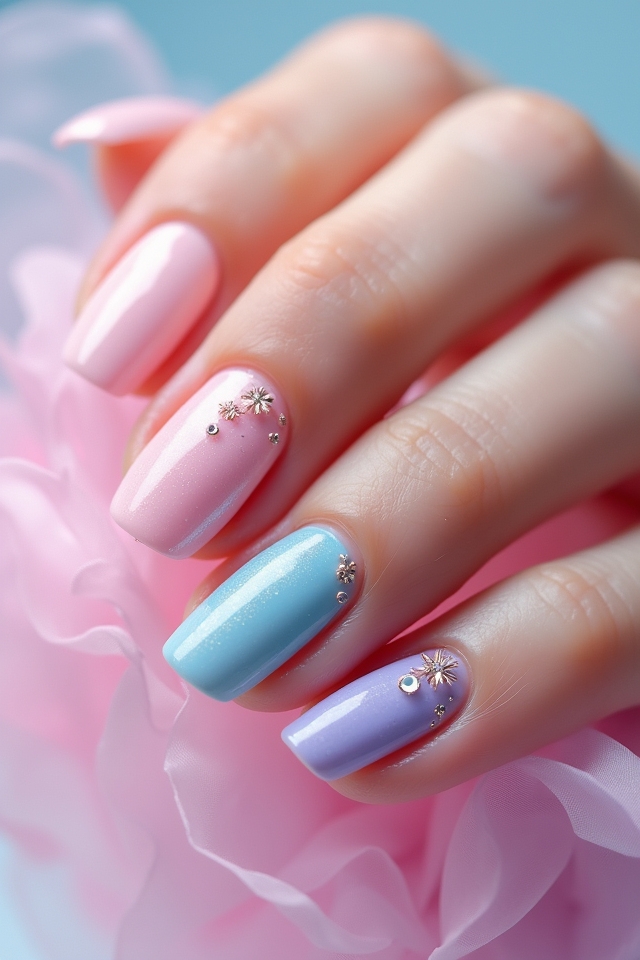 whimsical watercolor nail art