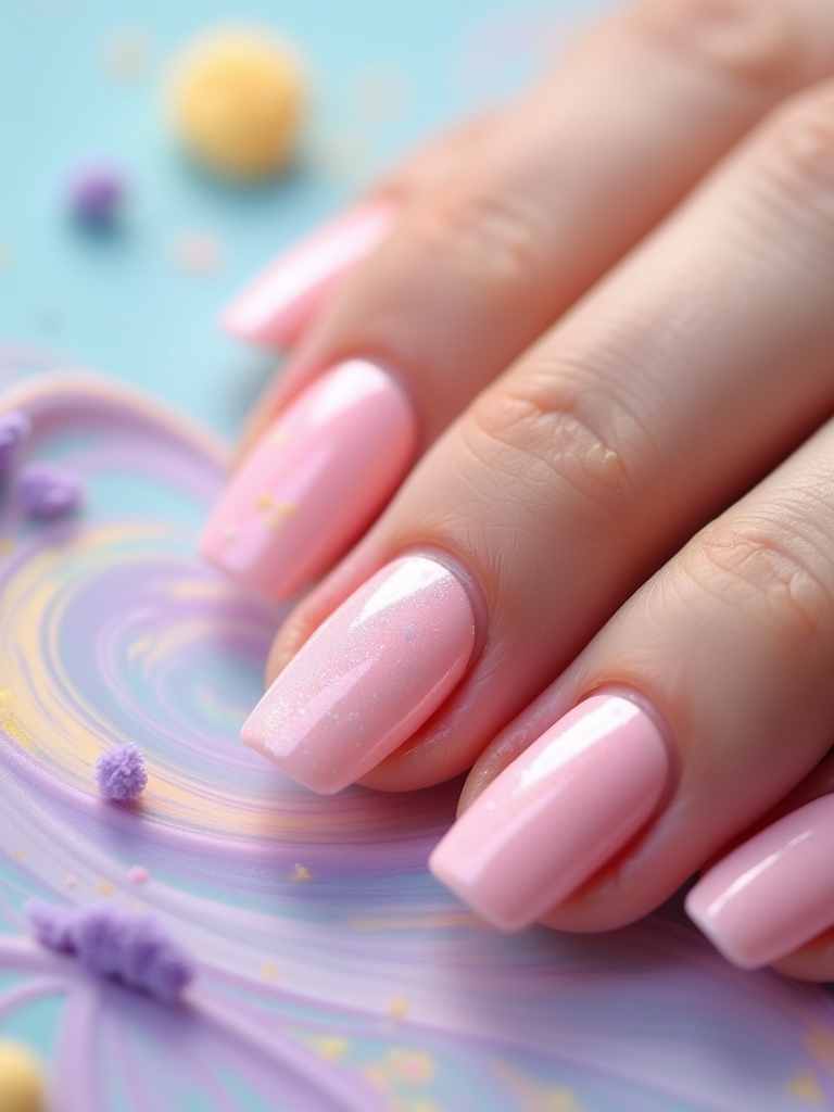 abstract baby pink nails