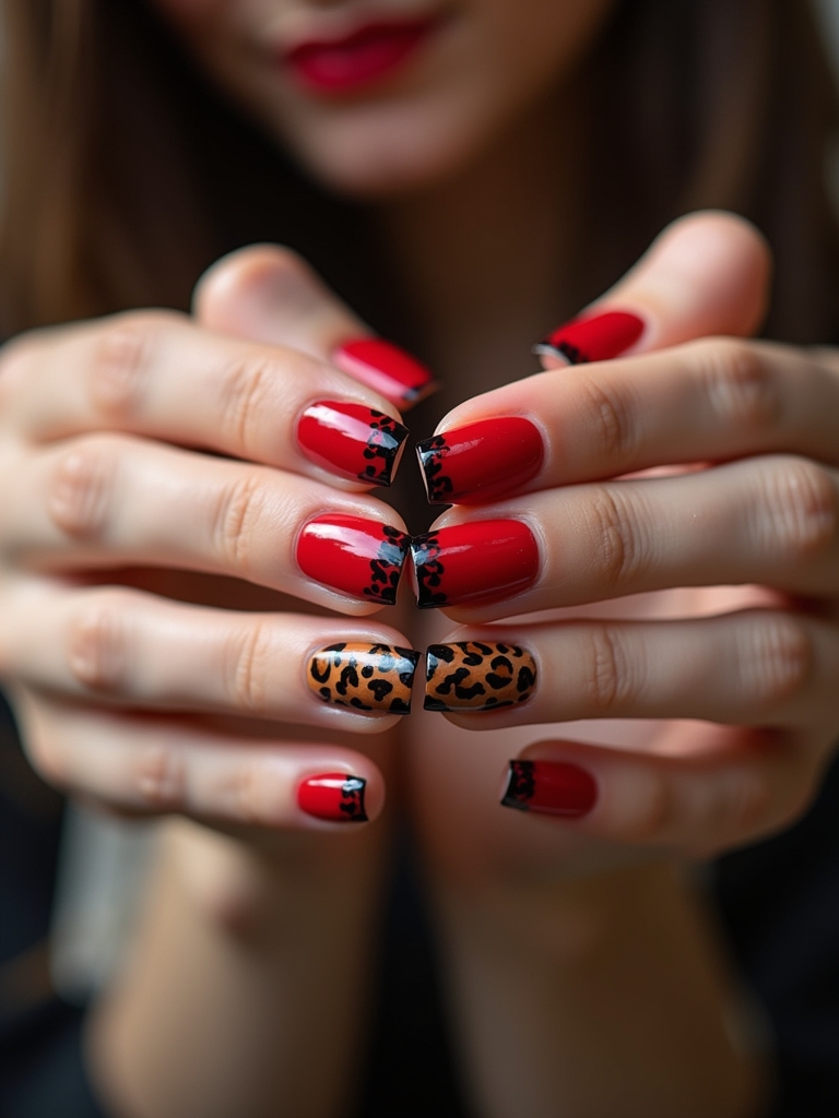 animal print french tips