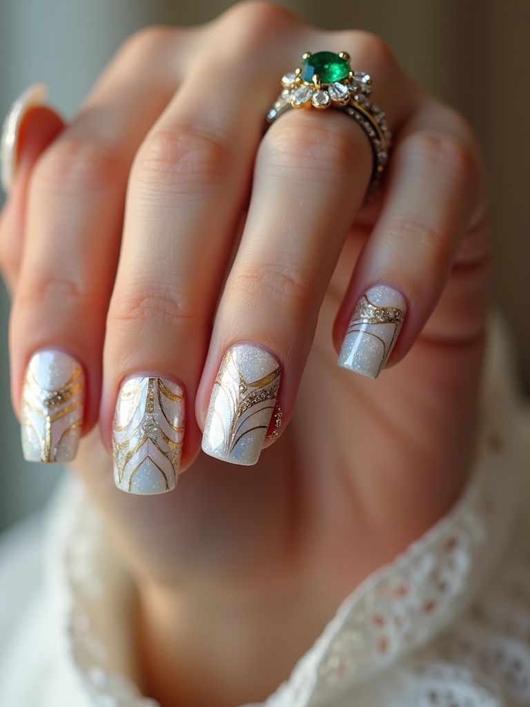 art deco wedding nails