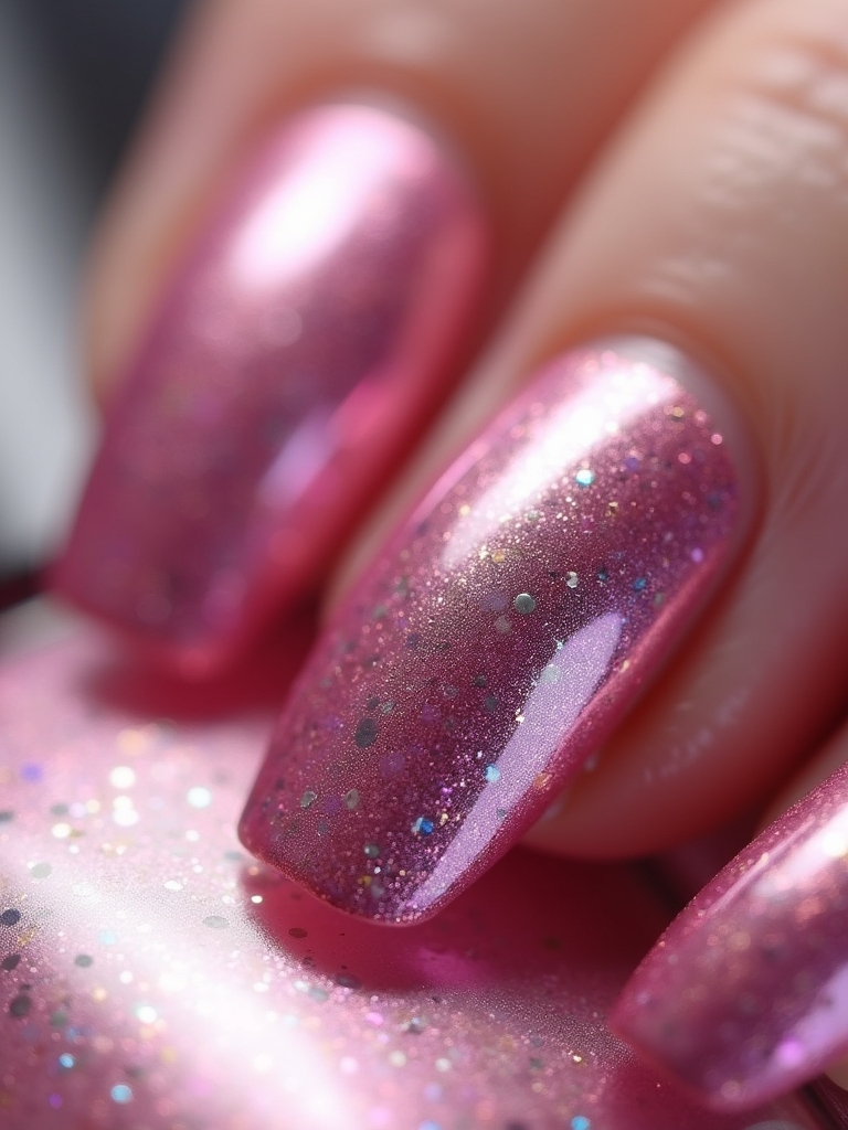 artistic pink chrome nails