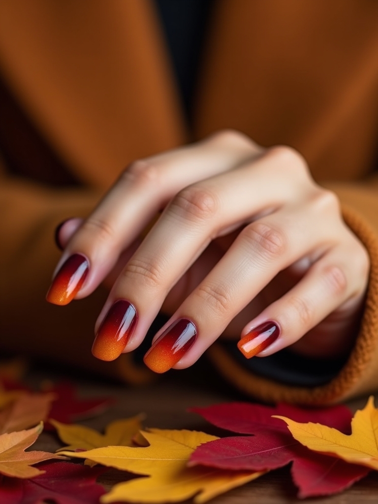 autumn gradient nail design