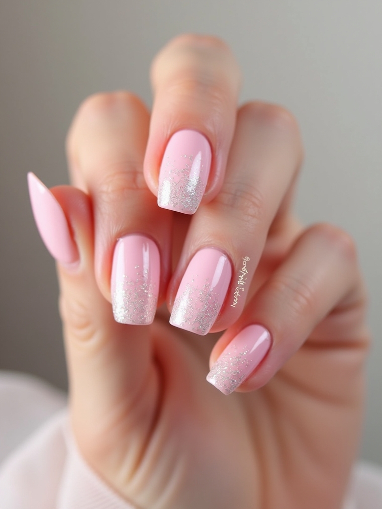 baby pink ombre nails
