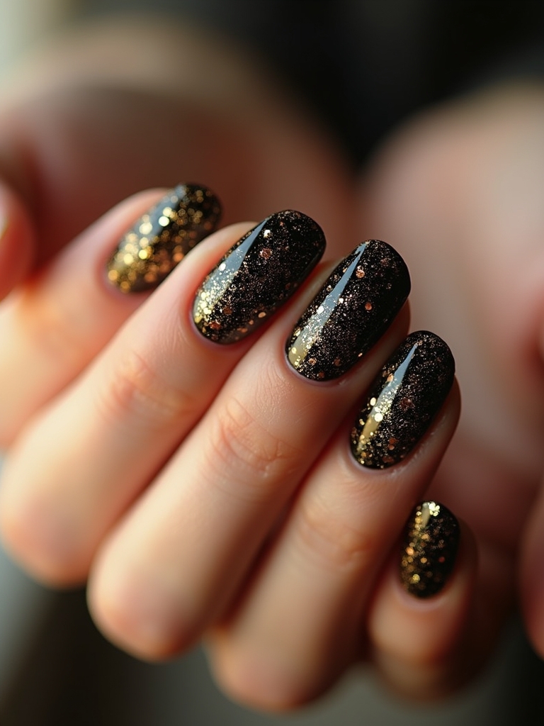 black and gold nails